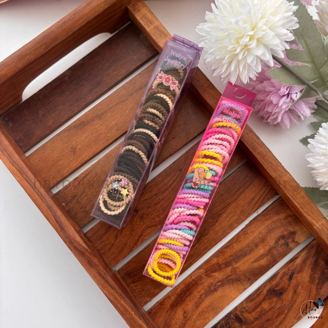 Twist Knit Hair Ties Set – Pack of 50