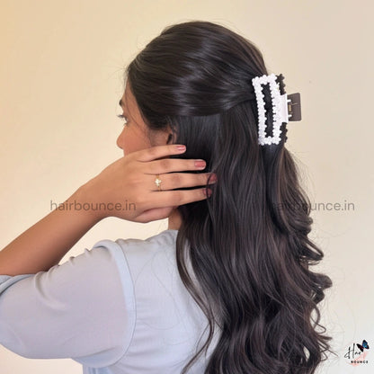 Dual Colour Rectangle Flower Hair Claw - Large
