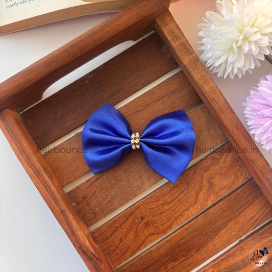 Crystal Shine Bow Clip - Royal Blue