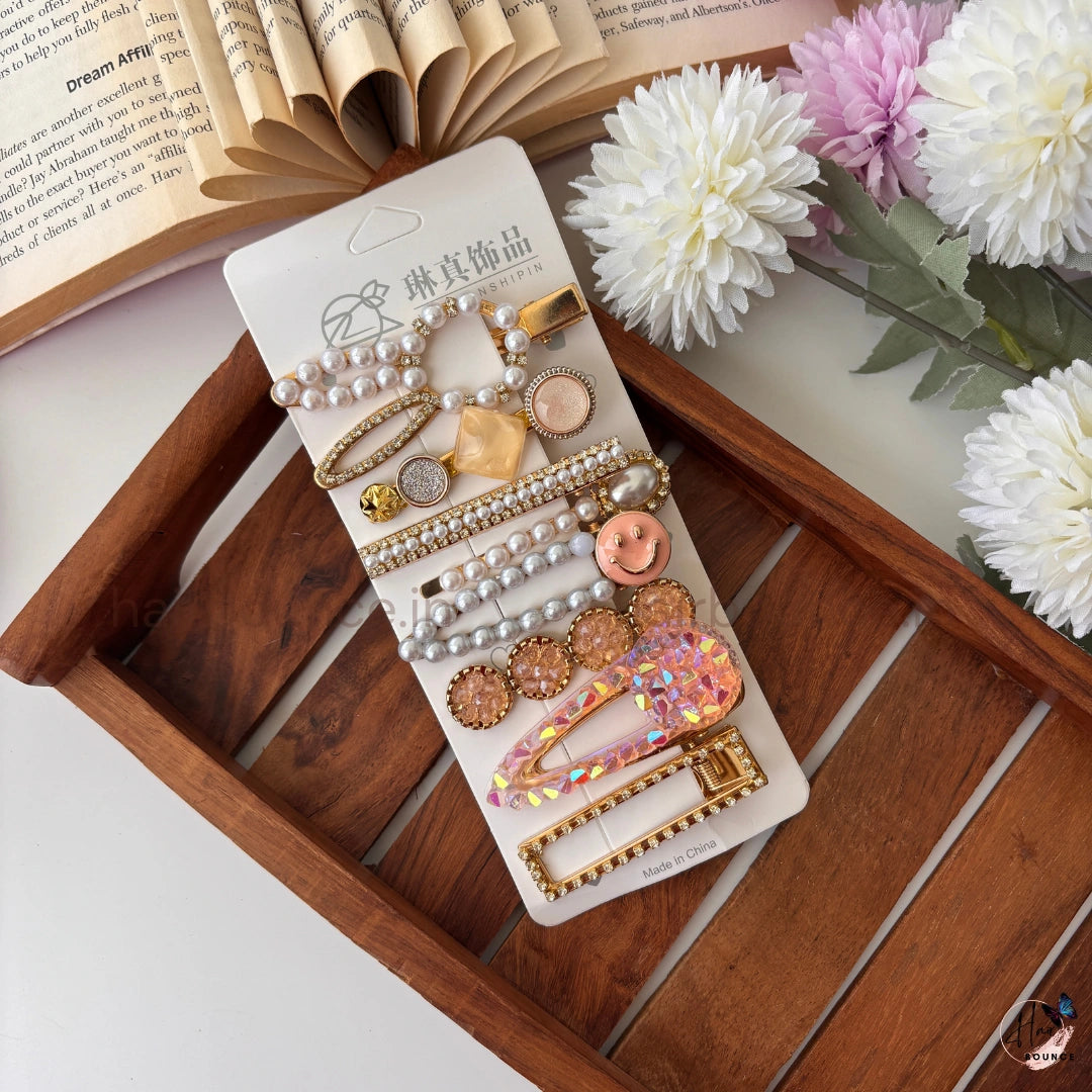Luxe Pearl Hair Clip Set – Pack of 8