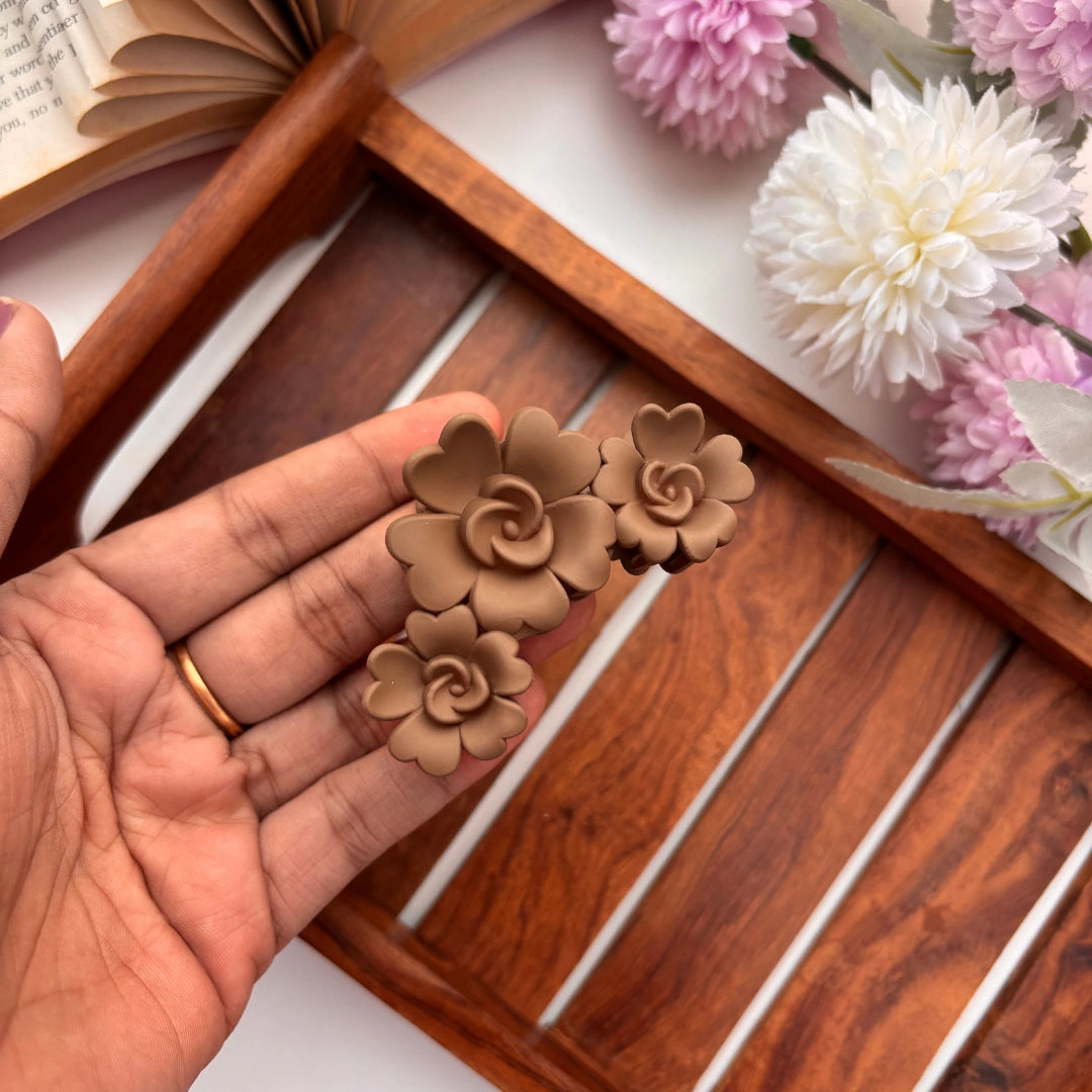 Matte Blossom Rose Hair Claw – Medium