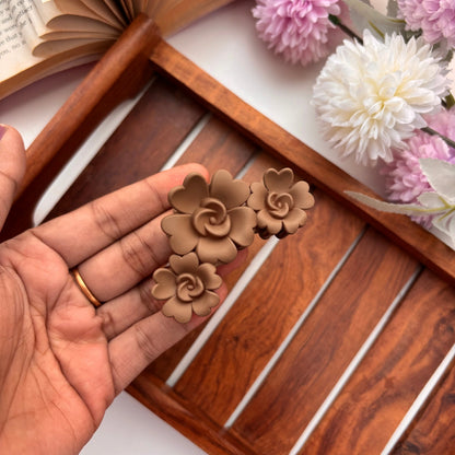 Matte Blossom Rose Hair Claw – Medium