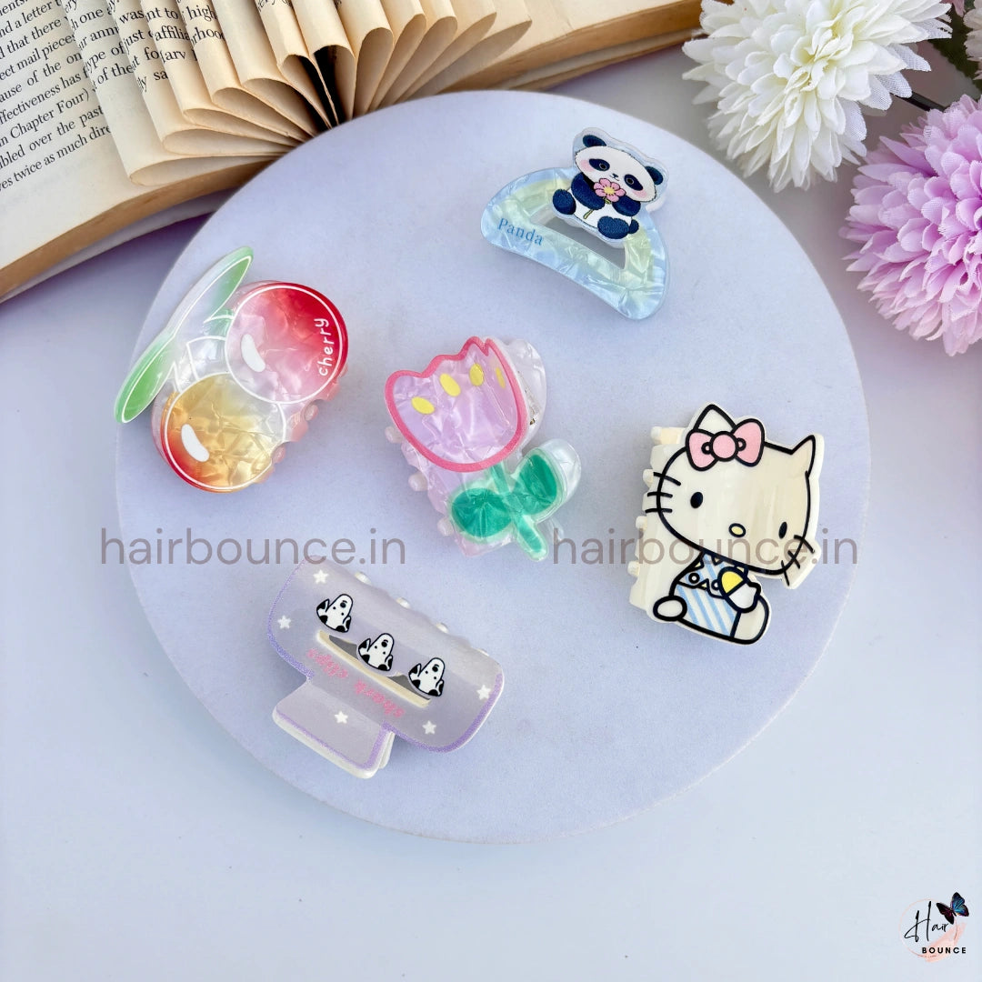 Cherry Blossom Mini Hair Claw Set – Pack of 5