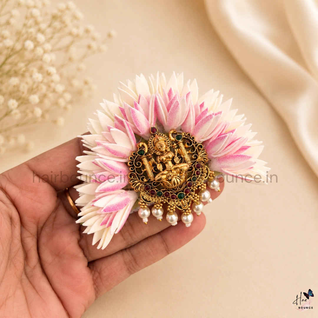 Pitchi & Jaathi Poo Lakshmi Kemp Center Hair Clip with Pearl Hangings