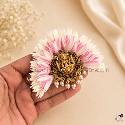 Pitchi & Jaathi Poo Lakshmi Kemp Center Hair Clip with Pearl Hangings