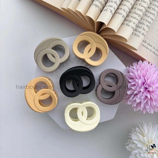 Nude Shade Double Ring Hair Claw – Small