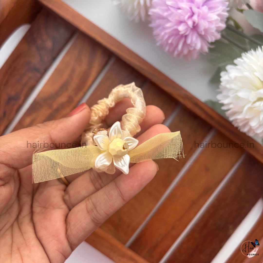 Crystal Blossom Organza Scrunchie