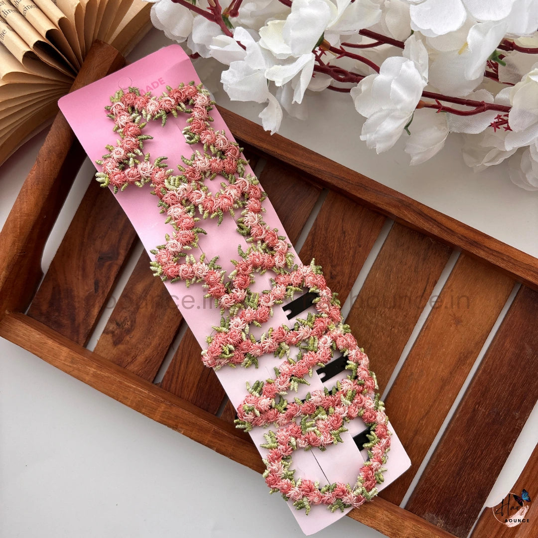Blush Bloom Crochet Tic Tac Hair Clips – Pack of 5