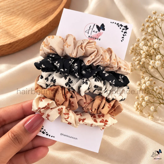 Dainty Bow Print Scrunchie Hair Tie