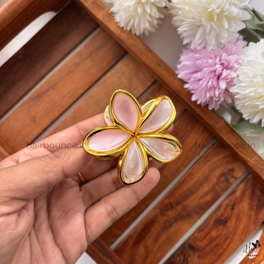 Golden Petal Flower Hair Claw - Medium