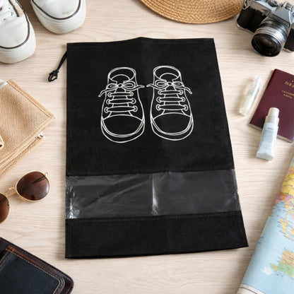 Travel Shoe Storage Bag with Transparent Pocket – Dustproof Shoe Organizer