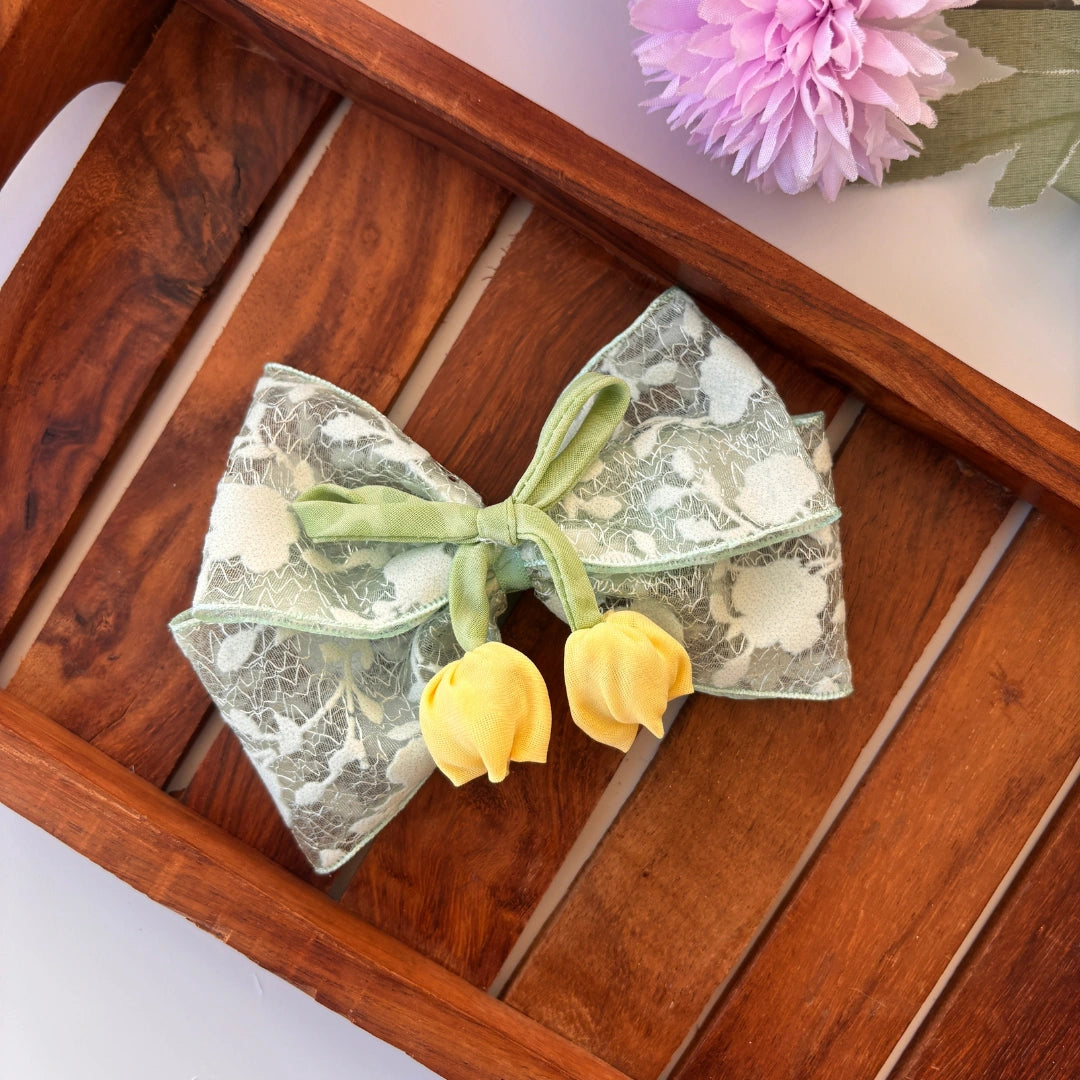 Floral Lace Bow Clip