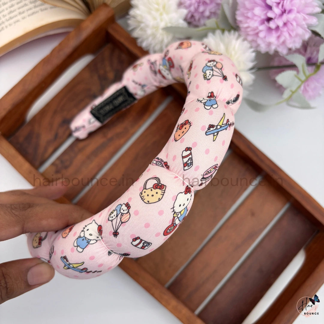 Cute Kitty Bubble Padded Headband for Girls – Soft Cartoon Hair Band