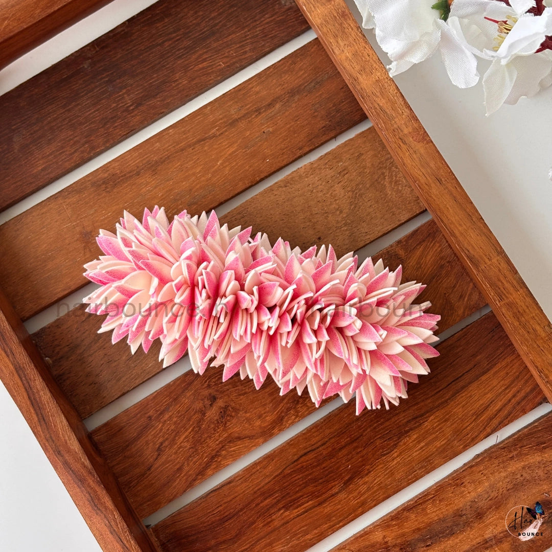Pink Jathi Malli Flower Center Hair Clip