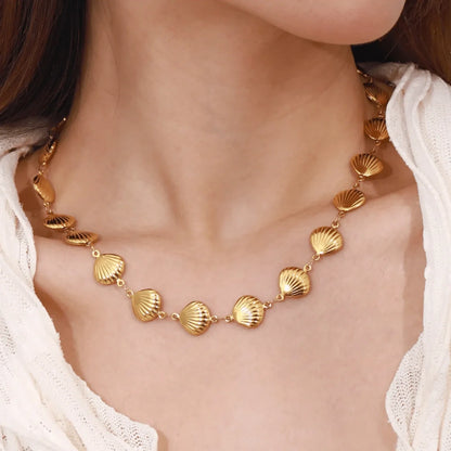 Golden Shell Statement Necklace