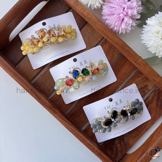 Butterfly Bloom Crystal Hair Barrette
