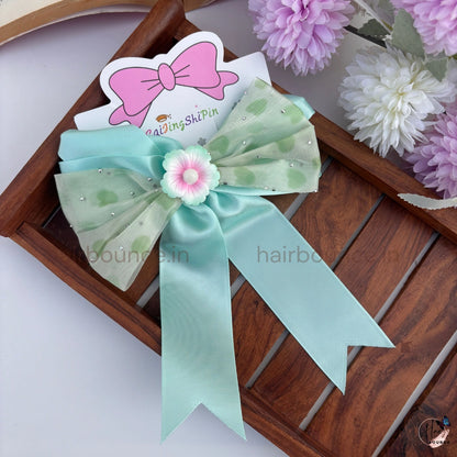 Sparkle Daisy Heart Bow Hair Clip