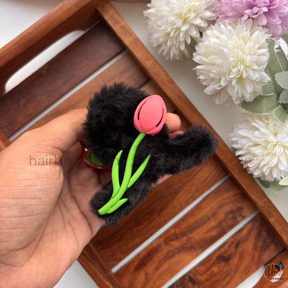 Colourful Fuzzy Tulip Hair Claw - Large