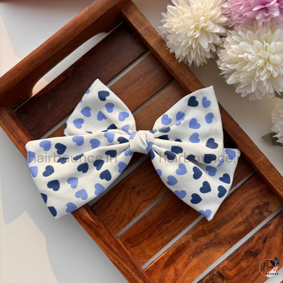 Sweet Heart Print Bow Hair Clip