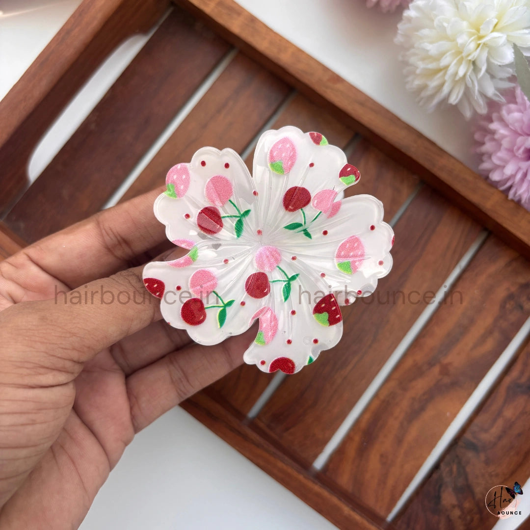 Berry Bloom Floral Hair Claw Clip – Large