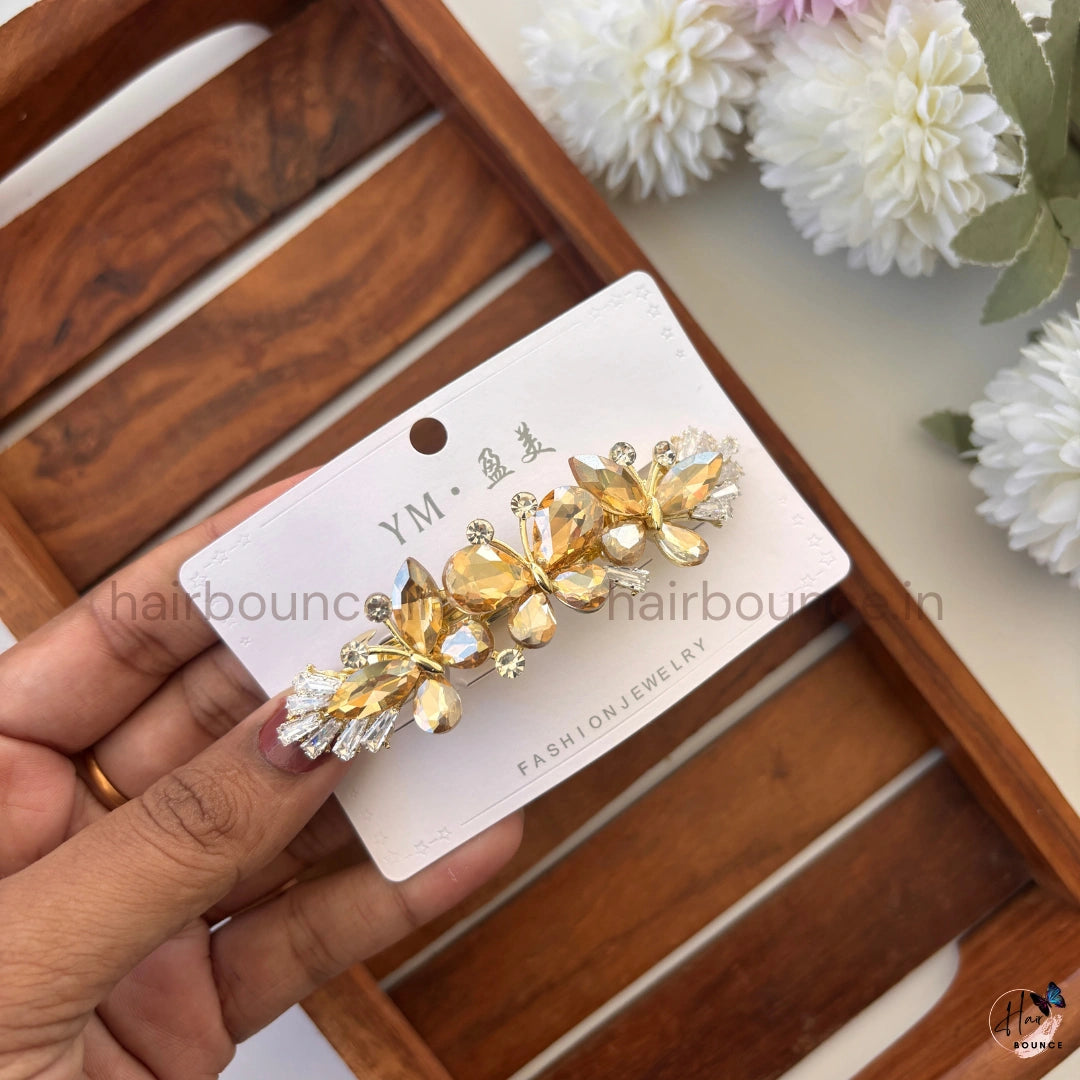 Crystal Butterfly Bloom Center Hair Clip