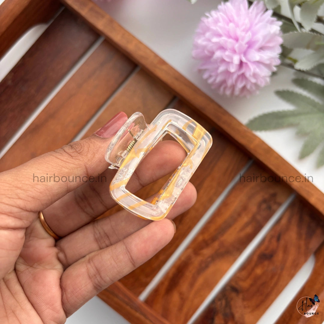 Marble Finish Square Hair Claw - Medium