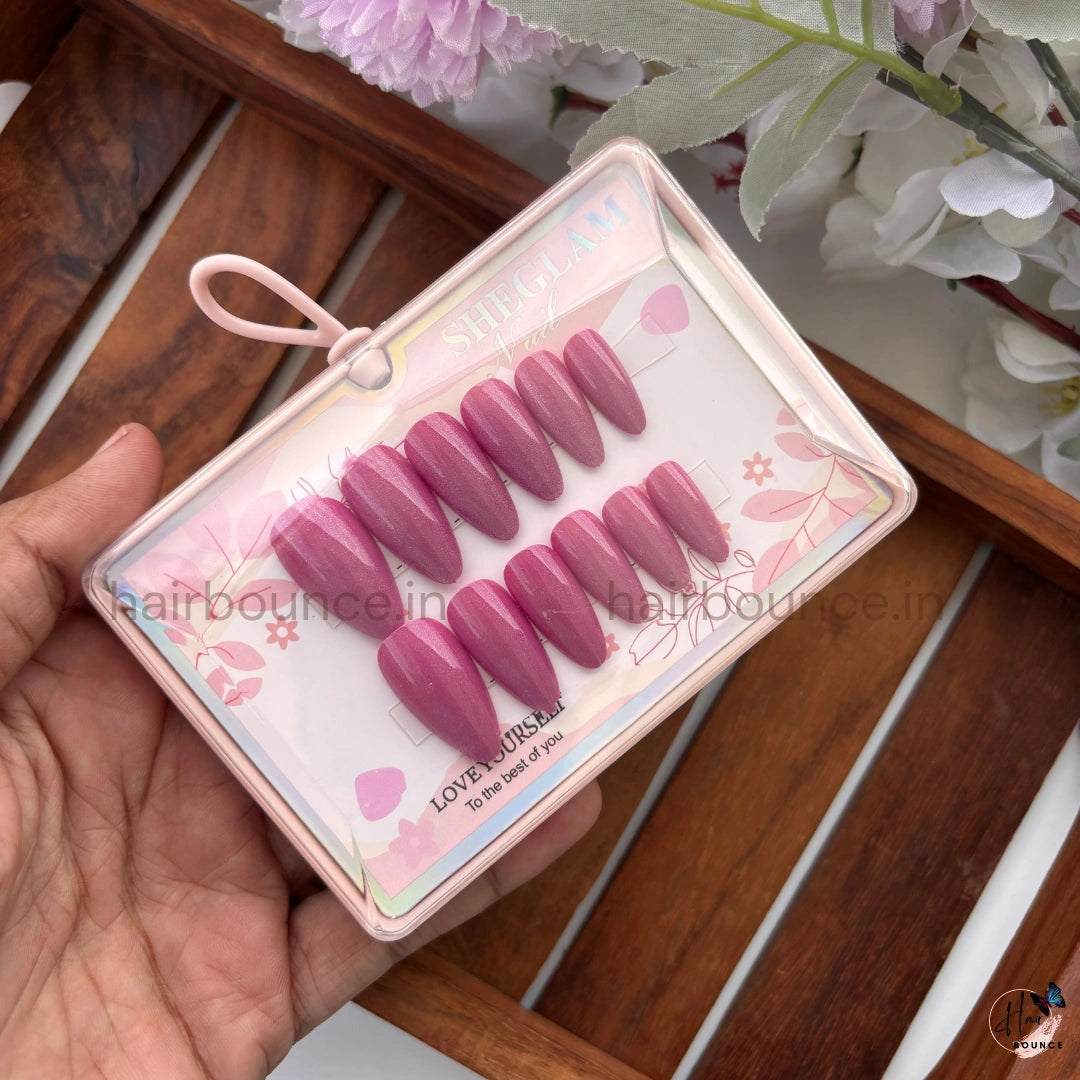 Glossy Solid Color Press-On Nails – Reusable Full Cover Nail Tips