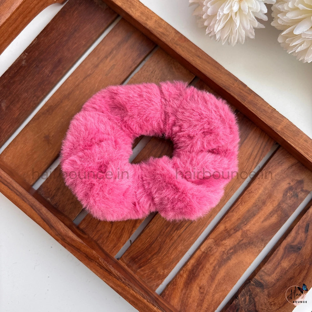 Fluffy Faux Fur Hair Scrunchie – Soft Plush Elastic Hair Tie