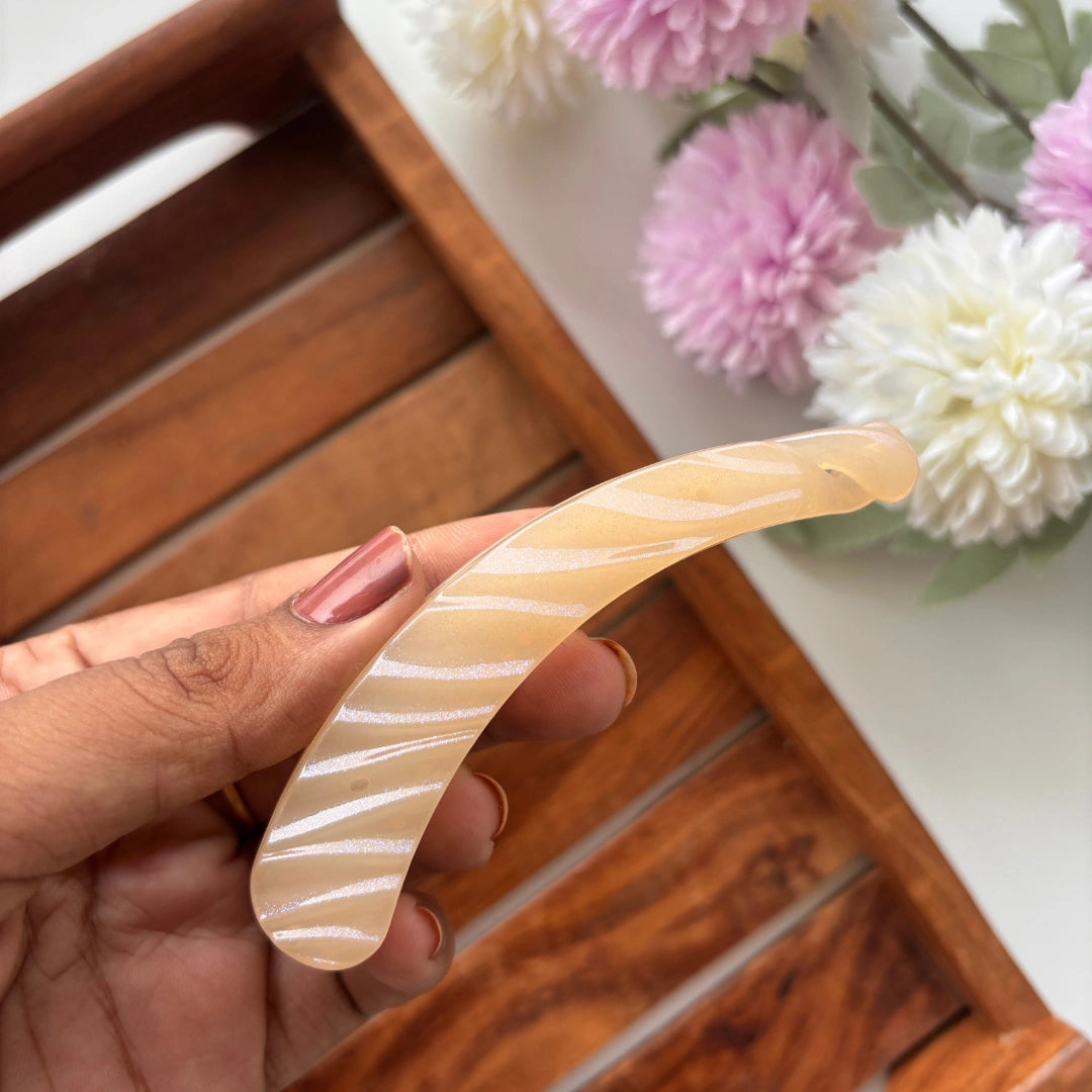 Pastel Swirl Curve Banana Clip - Medium