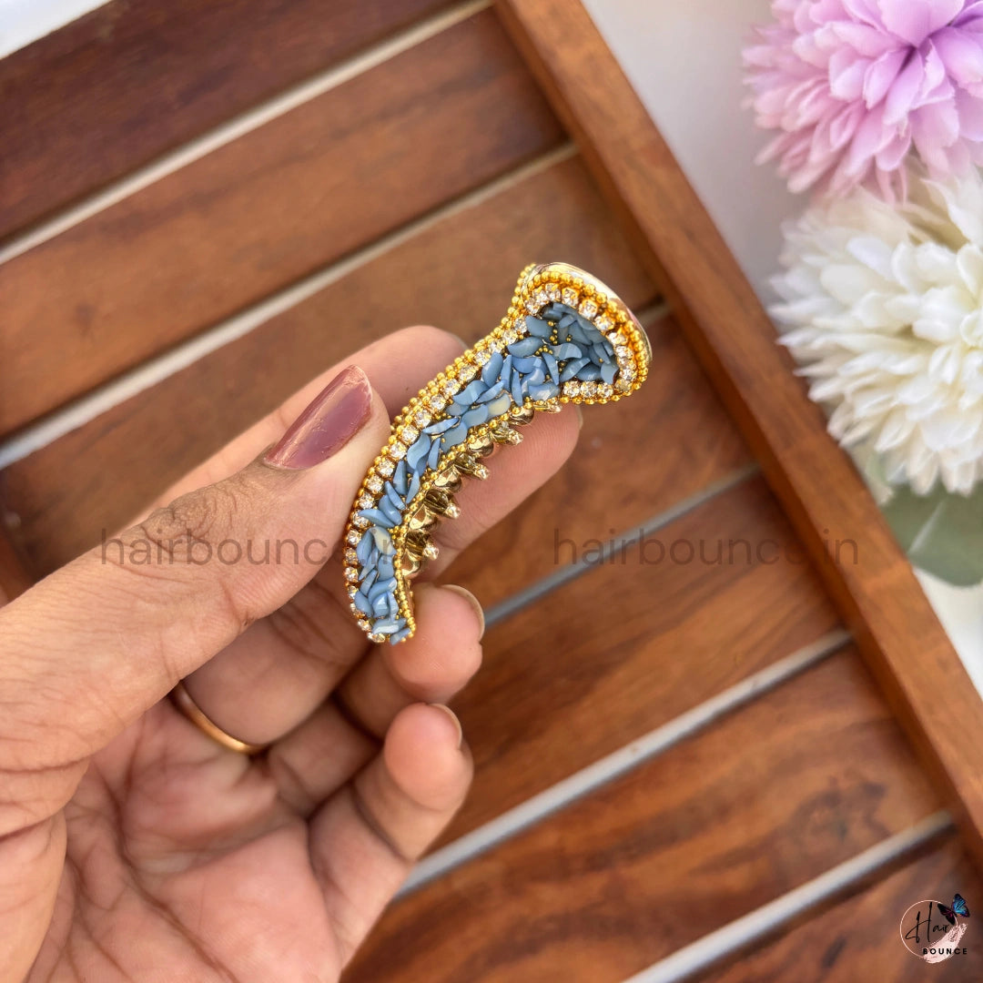 Pastel Mosaic Curved Hair Claw – Luxury Designer Banana Hair Clip