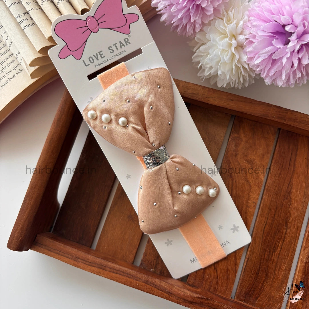 Pearl Bow Newborn Headband