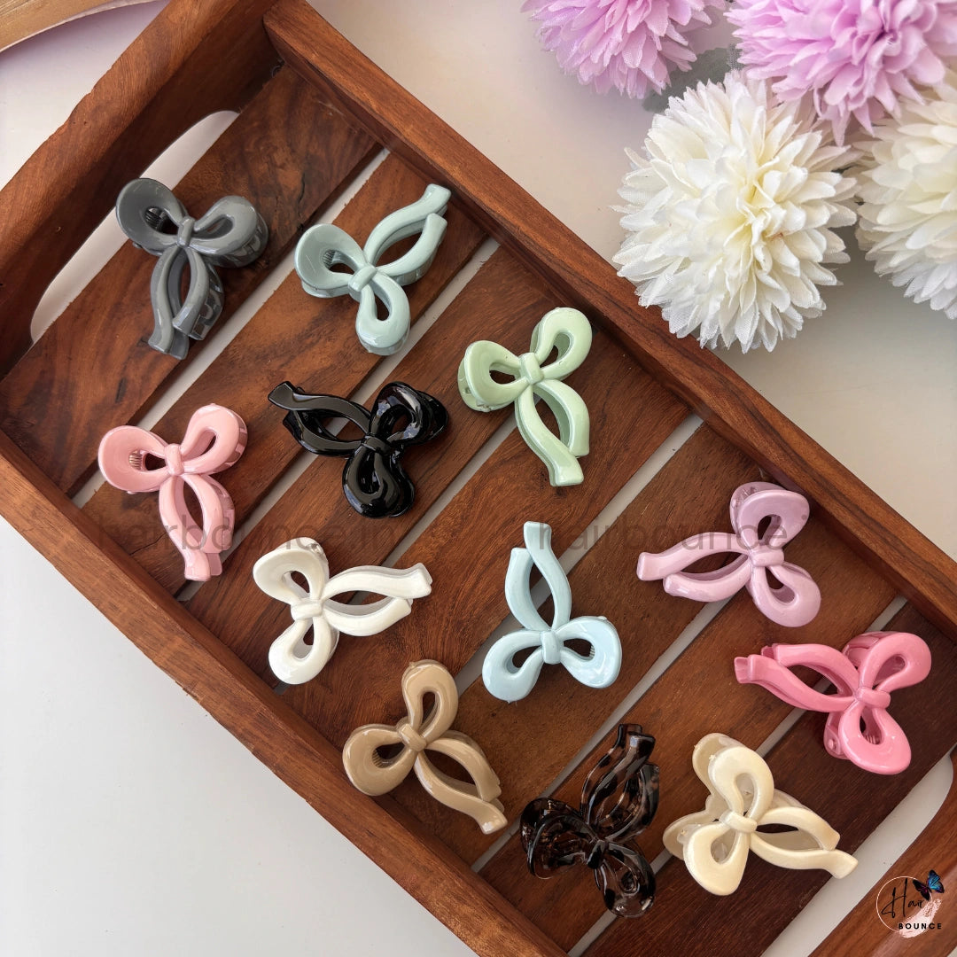 Glossy Bow Hair Claw – Small