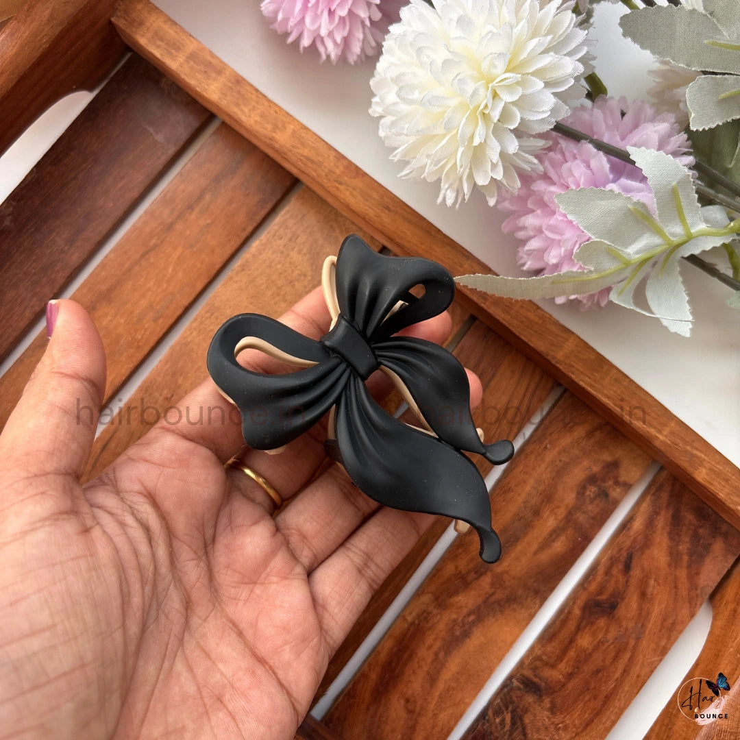 Dual Tone Luxe Bow Hair Claw – Large