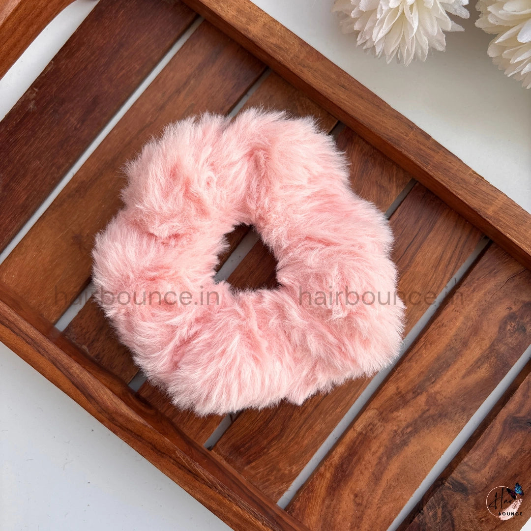 Fluffy Faux Fur Hair Scrunchie – Soft Plush Elastic Hair Tie