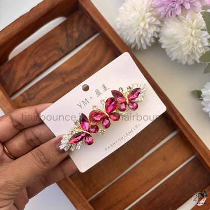 Crystal Butterfly Bloom Center Hair Clip