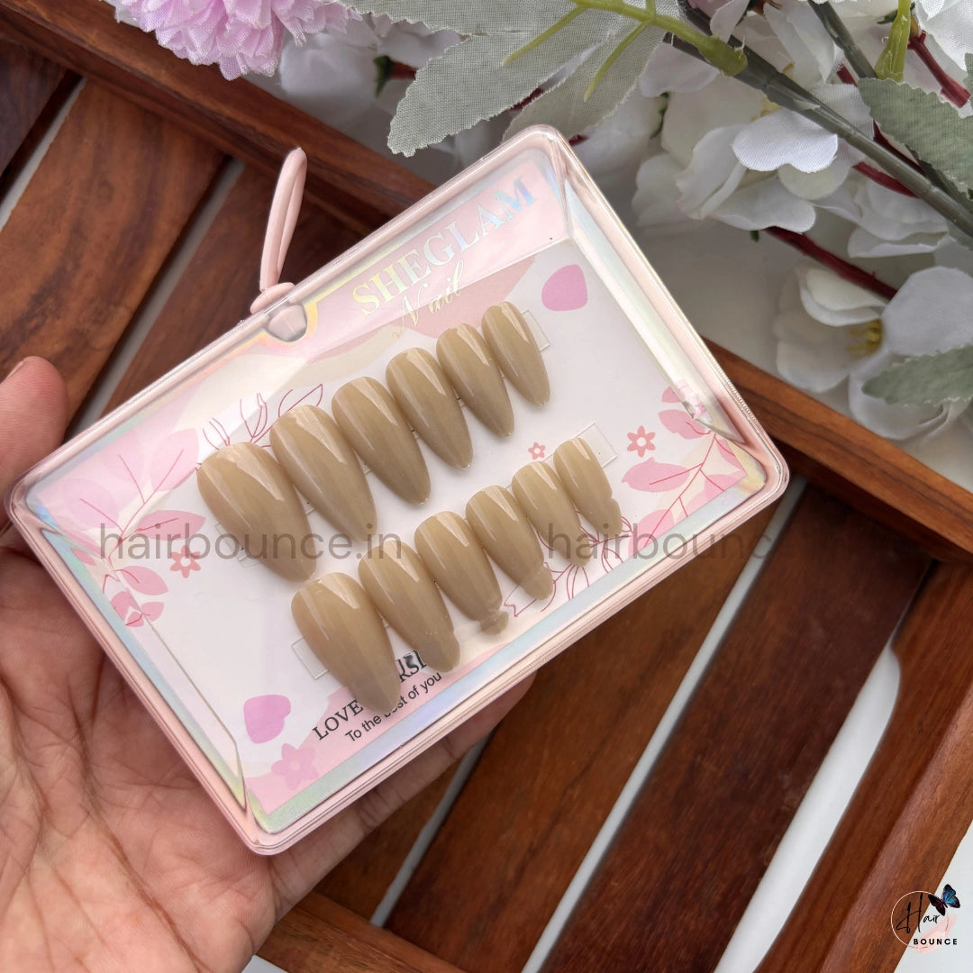 Glossy Solid Color Press-On Nails – Reusable Full Cover Nail Tips