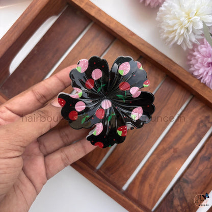 Berry Bloom Floral Hair Claw Clip – Large