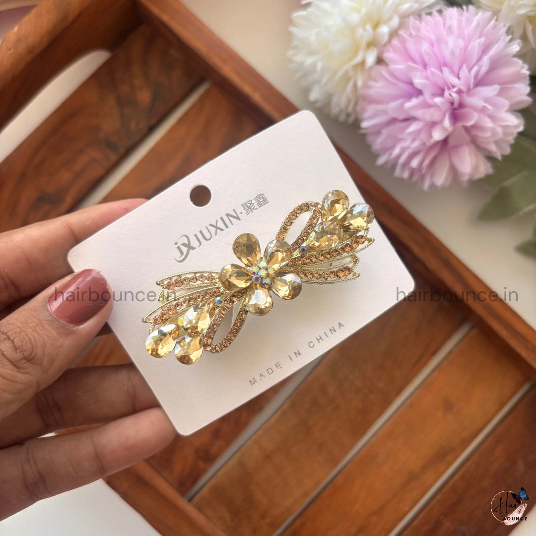 Radiant Bloom Crystal Center Clip