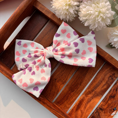 Sweet Heart Print Bow Hair Clip