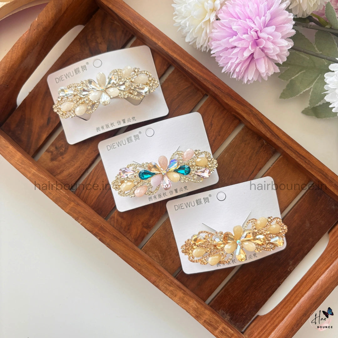 Celestial Bloom Crystal Hair Clip