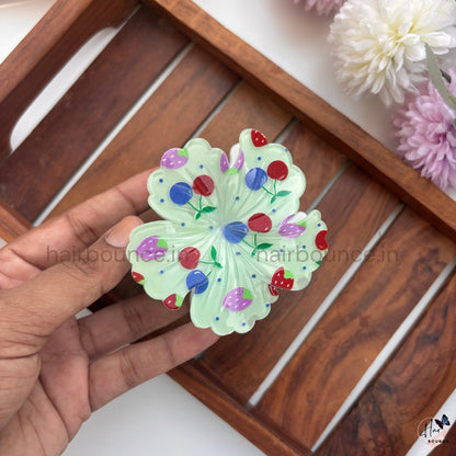 Berry Bloom Floral Hair Claw Clip – Large