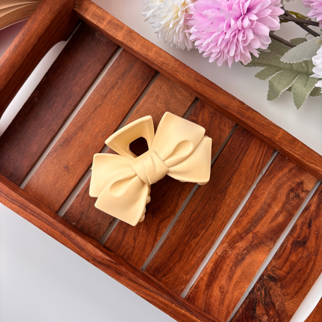 Colourful Matte Finish Bow Hair Claw - Large