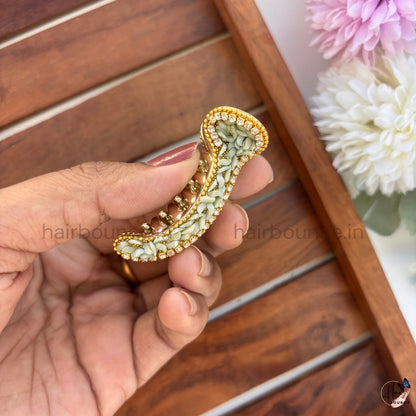 Pastel Mosaic Curved Hair Claw – Luxury Designer Banana Hair Clip