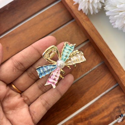 Pearl Ribbon Luxe Hair Claw – Medium