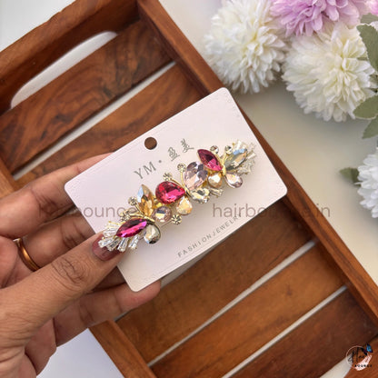 Crystal Butterfly Bloom Center Hair Clip