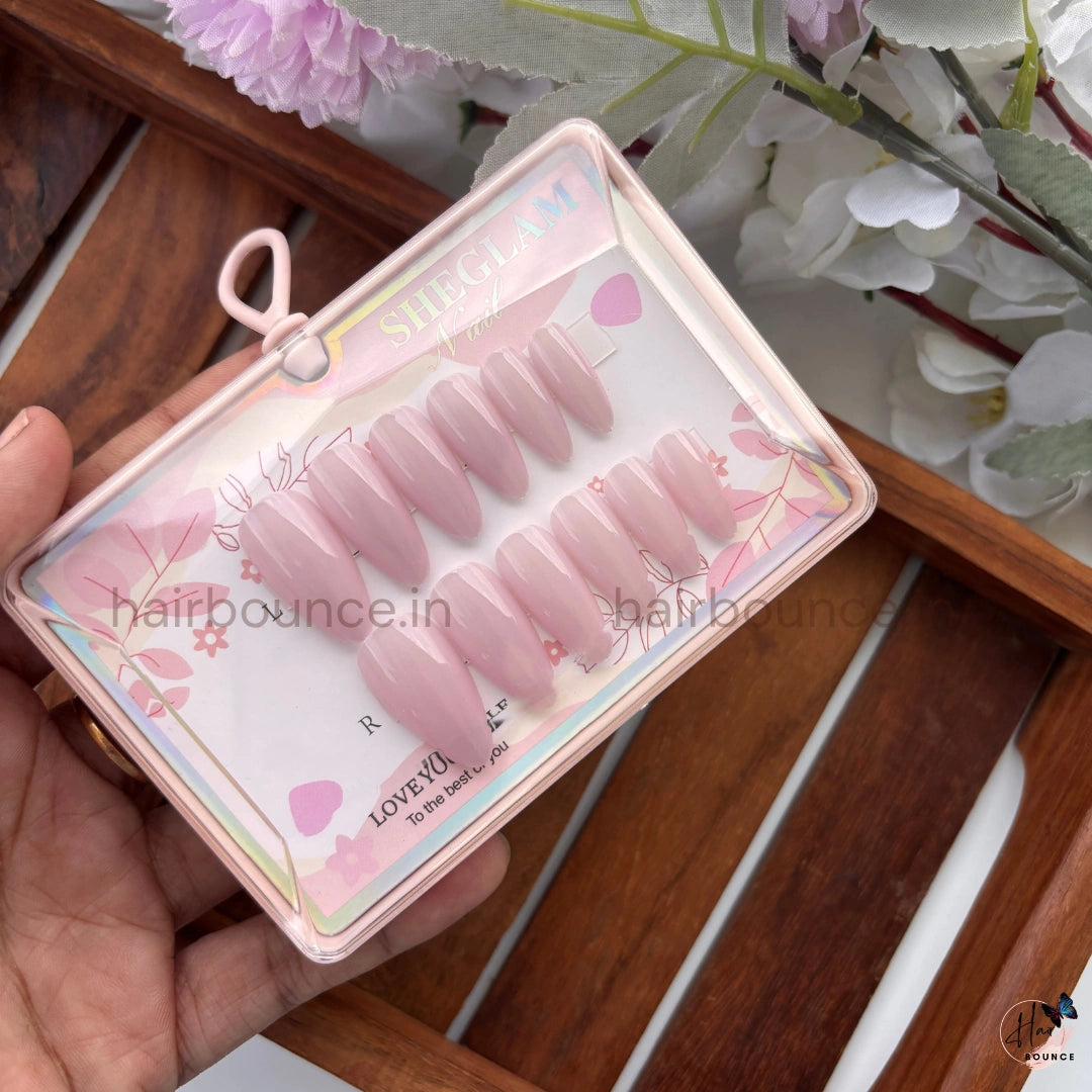 Glossy Solid Color Press-On Nails – Reusable Full Cover Nail Tips