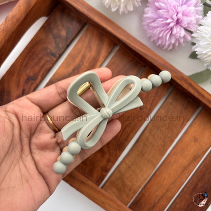 Dual-Colour Beaded Bow Hair Claw – Large