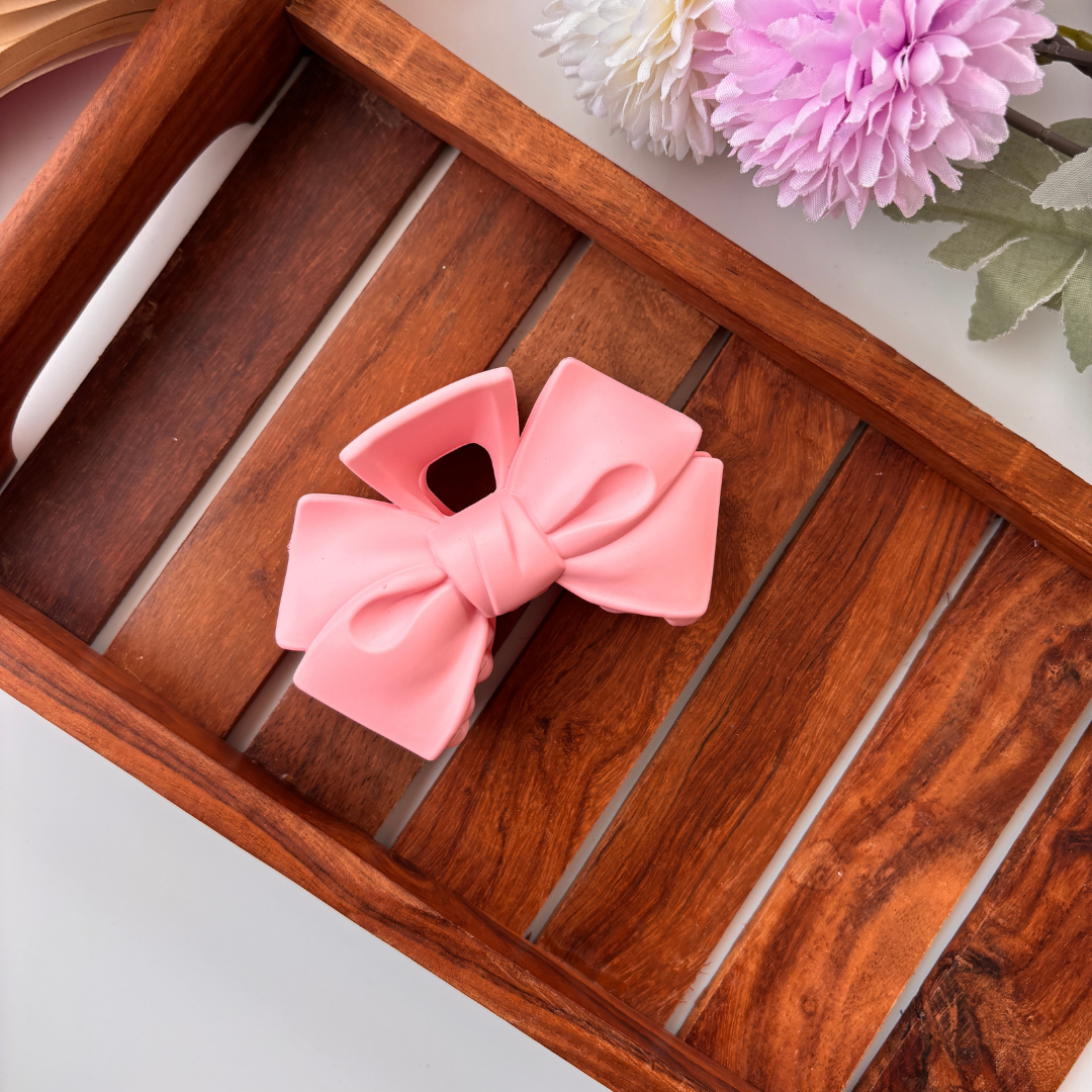 Colourful Matte Finish Bow Hair Claw - Large