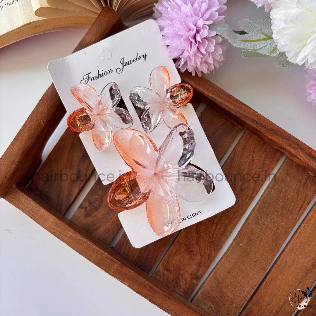 Dual Tone Crystal Blossom Hair Claw – Set of 3