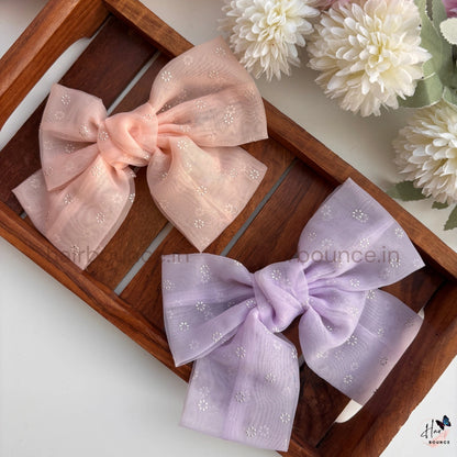 Floral Organza Bow Hair Clip